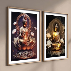 Fantastic Art Deco Style Home Decor Retro Buddhist Shakyamuni Statue Golden <strong>Buddha</strong> Poster Print <strong>Canvas</strong> Wall Art - Product Image 5
