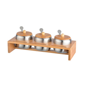 Support à épices Michael Bamboo à 3 trous, compatible lave-vaisselle, pour rangement sur comptoir de cuisine - Product Image 2