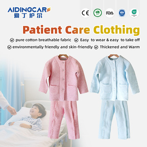 <span class=keywords><strong>Pyjama</strong></span> tricoté en coton et polyester à entrejambe ouvert pour patients paralysés, personnes âgées et post-chirurgicales – Facile à porter - Product Image 1