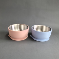 Ensemble d'alimentation pour bébé en acier inoxydable 304, avec tasse, bol, cuillère et assiette à ventouse en silicone, pour l'apprentissage autonome - Vente chaude personnalisée