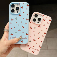Coque de téléphone portable en PP style 2-en-1 avec nœud papillon imprimé cerise anglaise pour iPhone 7 8 X Xr 11 12 13 14 15 16 17 18 Pro Max