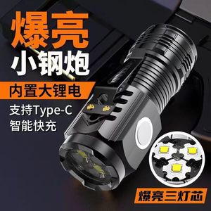 3LED Mini Đèn pin sạc EDC Torch không thấm nước đi bộ đường dài cắm trại Đèn pin cầm tay với bút clip và đuôi nam châm - Product Image 3
