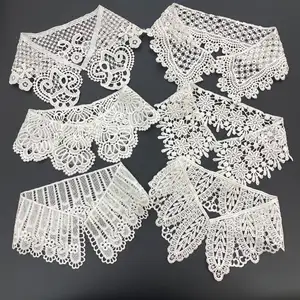 Manufacturer wholesale ready to ship milk silk lace trim embroidery neck design baby lace collar for kids clothing