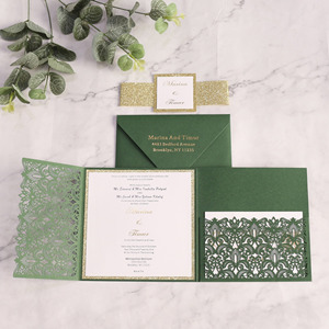 <span class=keywords><strong>Carte</strong></span> <span class=keywords><strong>d</strong></span>'<span class=keywords><strong>invitation</strong></span> <span class=keywords><strong>de</strong></span> <span class=keywords><strong>mariage</strong></span> carrée au laser verte foncée personnalisée, texte estampé <span class=keywords><strong>à</strong></span> chaud avec enveloppe, sceau <span class=keywords><strong>de</strong></span> taille, <span class=keywords><strong>carte</strong></span> <span class=keywords><strong>à</strong></span> trois plis - Product Image 3