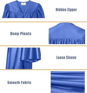 Robe de Cérémonie de Remise des Diplômes 2026 Bleu Royal Brillant avec Toque pour Adulte – Robe de Remise des Diplômes ou Robe de Remise des Diplômes Universitaire - Product Image 3