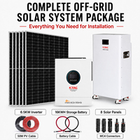 Système d'énergie solaire hybride hors réseau 20KWH 6.5KW complet avec batterie au lithium 16KWH 51.2v 314ah Panneaux solaires domestiques Système solaire