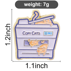 Épinglette en émail personnalisée 'Copy Cats' en métal, motif photocopieur, humoristique pour le bureau, bijou créatif en forme de chat orange, cadeau - Product Image 6
