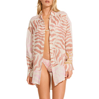 Dames bikiniset met bedrukt shirt, shorts, cover-up, tweedelig badpak, strandkleding