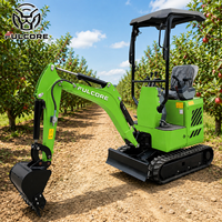 Mini-excavatrice FULCORE certifiée CE avec châssis rétractable à commande hydraulique pour projets d'aménagement paysager