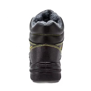 Cuero de vaca negro Resistencia al deslizamiento de aceite Punta de acero antigolpes y placa media de acero Mantener caliente Zapatos de seguridad de invierno para hombres - Product Image 3