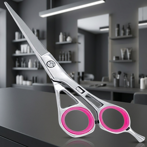Ciseaux de coiffure professionnels en acier inoxydable de qualité supérieure, à lame dentelée, avec manche long, pour droitiers, vente en gros - Product Image 5