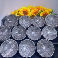 En gros, Gemmes de guérison : Bol de Yooperlite, Plaque ronde à réaction UV, Artisanat en cristal sculpté pour la décoration Feng Shui