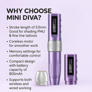 Máquina de Maquillaje Permanente Inalámbrica POPU Mini Diva de Bajo Voltaje 2V con 1 Batería Adicional SMP Profesional <span class=keywords><strong>Rotativa</strong></span> PMU - Product Image 2