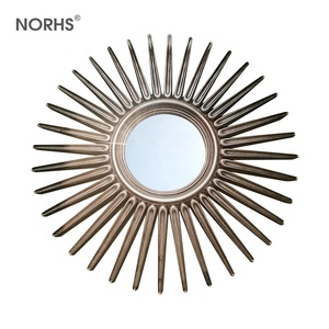 Factory wholesale price decor silver glass sun shape frame round wall mirror - Product Image 3