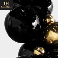Ensemble de table à manger de luxe, meubles de salle à manger en acier inoxydable, design boule ovale noir