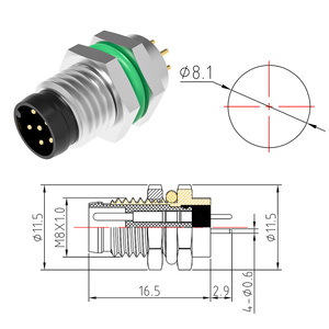 Ip67 Waterdichte Cirkelvormige <span class=keywords><strong>Sensor</strong></span> <span class=keywords><strong>6</strong></span>-Pins Laskabel Voor Bevestigd Industrieel Stopcontact M 8*1.0 Paneel M8 Connector - Product Image 2