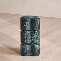 Table d'appoint en pierre naturelle DH Verde Alpi, forme de pétales empilés, sculpture en marbre massif, table contemporaine, meuble d'appoint pour couloir