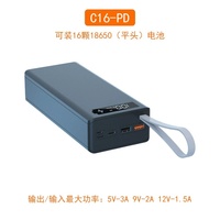 Boîtier de batterie externe grande capacité à charge rapide QC3.0 avec 16 cellules 18650 sans soudure