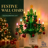 Lumière de nuit à brancher sur prise murale pour sapin de Noël, certifiée IP65, en PVC, ampoule multicolore en forme de bougie, décoration de lustre de Noël, étoiles, cloches, boules