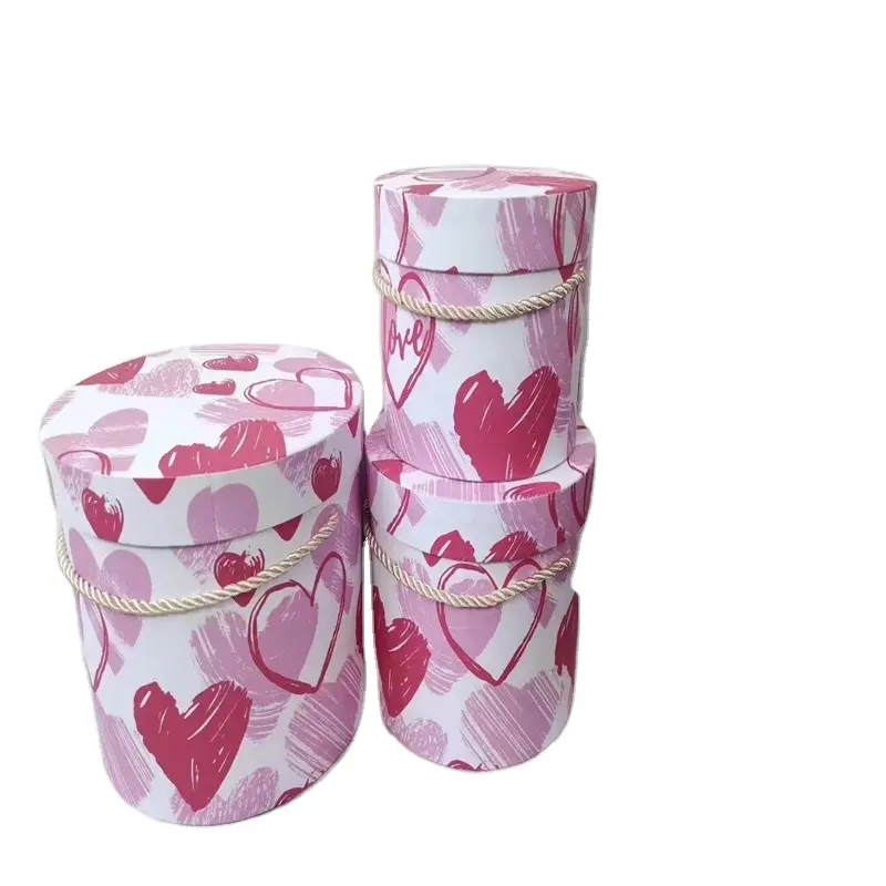Factory direct various Colorful cartoon pattern printed round Rose Gift Box flower hat box