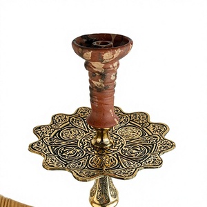 Authentic Khalil Maamoon Shika Tryon Egyptian Brass Shisha Pipe – 36 cm Mirror-Polished Hookah Set with Cairo Bell Base - Product Image 3