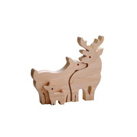 Personalisiertes Holzhirsch-Familienpuzzle Hirsch Familie Vater Mutter Baby Holzpuzzle, 3-in-1-Set Heimdekoration