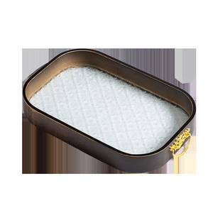 Bamboo Tea <b>Tray</b> With Tempered Glass Base Walnut Color Small Medium <b>Large</b> Size For Hotel Home Tea <b>Serving</b> - Product Image 5