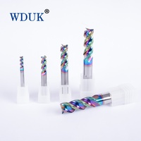 Fraise en carbure monobloc pour aluminium à grande capacité d'évacuation des copeaux, à rainures en U, revêtement arc-en-ciel, pour usinage CNC de l'aluminium