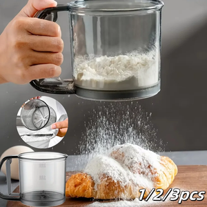 Tamis à farine semi-automatique transparent avec presse manuelle, filtre de cuisine, tamis à farine antiadhésif, outils de pâtisserie - Product Image 6