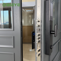 Puerta de Entrada Doble Abatible Manual de Vidrio Negro con Acabado de Aleación de Aluminio para Villa Moderna