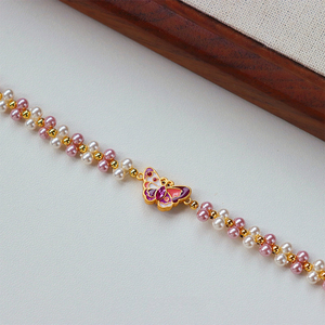 Nuova Collana in Stile Cinese con Ciondolo a Farfalla Intrecciato a Mano, Elegante e Raffinata, con Perle Imitazione <span class=keywords><strong>Swarovski</strong></span>, Versatile per Uso Quotidiano - Product Image 2