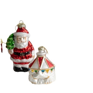 Décoration de Noël créative en verre irrégulier pour arbre de Noël, pendentif suspendu Père Noël Bonhomme de neige, style INS, pour dropshipping Shopify - Product Image 1