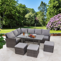 Meubles pour la maison bon marché imperméable dîner patio rotin osier métal bois jardin salle à manger table d'extérieur