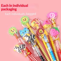 Emballage Individuel Crayon en Bois HB Dessin Animé Mine Noire Gomme Multicolore Papeterie Créative Mignonne pour Maternelle et Primaire