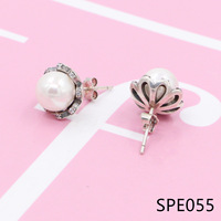 Anting-anting wanita LVE4-S, anting-anting pengantin pernikahan elegan, perhiasan berlian zircon, anting-anting bunga mutiara modis