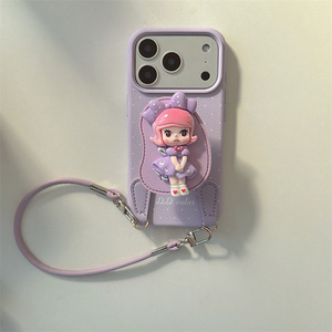 เคสโทรศัพท์ลายโดราเดอะเอ็กซ์พลอเรอร์น่ารัก พร้อมสายคล้องคอ สำหรับ iPhone 17 16 15 14 Pro Max  วัสดุหนัง  พร้อมขาตั้ง  วงแหวนสำหรับสาวๆ  ฝาหลังแบบมีห่วง - Product Image 3