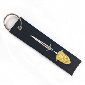 <b>Custom</b> Woven Chain Embroidered Black Embroidery <b>Key</b> Ring Aviation Gift Keychains - Product Image 1