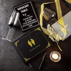Custom on Demand Black Hard Cover Memorial Guest Book Memorial Guest Book for <strong>Funeral</strong> in Loving <strong>Memory</strong> with Foil Stamping - Product Image 4