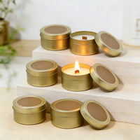 Bougies parfumées relaxantes sans fumée, écologiques, portables, avec mèche en bois, en boîte métallique avec couvercle, fabrication OEM