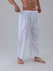 <b>Men's</b> White Polyester Loose Fit Regular Length Pants Casual Breathable Daily Wear Solid Color Quick Dry Lightweight Non-Stretch - Product Image 2