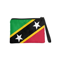 Dompet Mini Resleting Poliester Cetak Bendera Nasional Saint Kitts dan Nevis dengan Warna Campuran