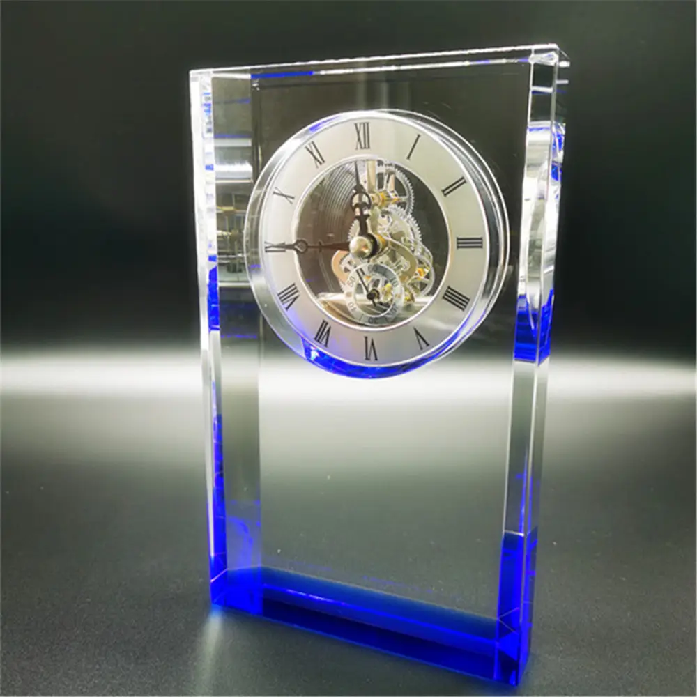 新しい人気のトロフィークリスタルカスタマイズされたガラスクリスタル時計クリスタル記念壁時計