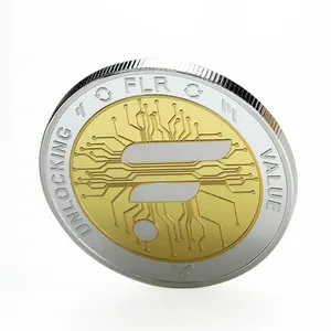Embossing Custom Coin Token Two Tone Color Gold 3D Laser Engraving Coin Zinc Alloy Commemorative Coin