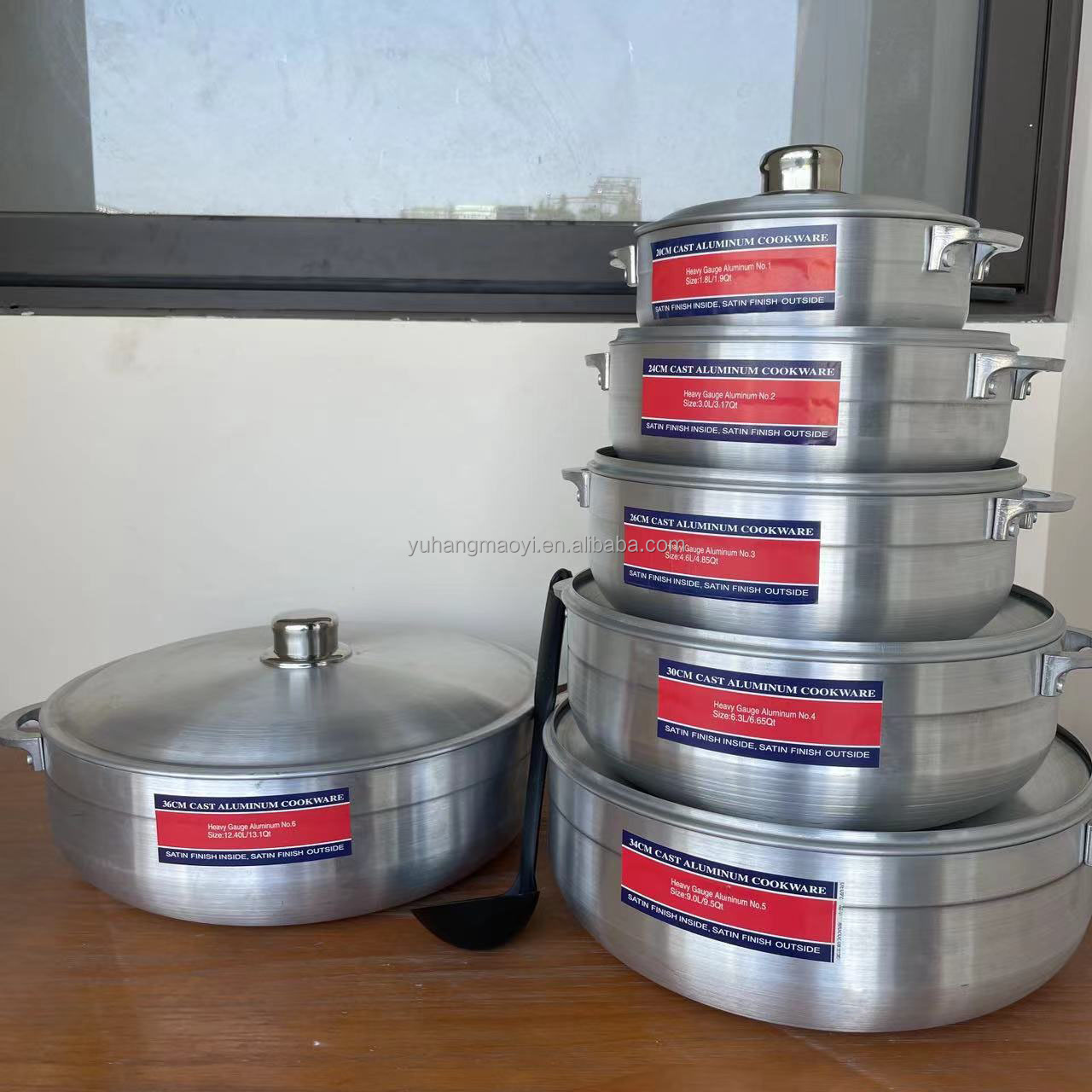 RTS 6 PCS Aluminum Round Soup Pot Cookware Set for Gas Cookers – Ideal ...