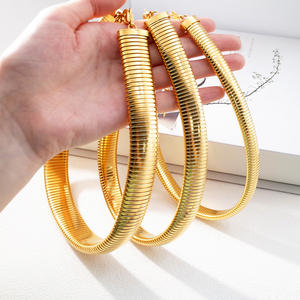 Großhandel Mode Edelstahl Schmuck 18 Karat vergoldet wasserdicht übergroße klobige elastische Schlange dicke Kette Choker Halskette - Product Image 1