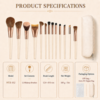 Ensemble de 12 pinceaux cosmétiques portables pour le visage, pour poudre, fond de teint, blush, contour, crayon à sourcils, trousse de maquillage, poils synthétiques