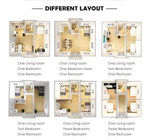 लक्जरी विला कंटेनर पोर्टेबल 20 फीट प्रीफैब 3 1 फोल्डेबल आधुनिक सैंडविच पैनल हाउस में लिविंग रूम होम ऑफिस आउटडोर उपयोग के लिए - Product Image 4