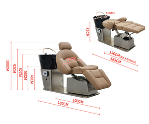 Sillón de Lavado de Cabello Eléctrico Giratorio con Lavabo de Cerámica, Asiento de Cuero, Reposapiés Reclinable, Unidad de Lavado para Salón - Product Image 5