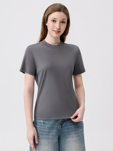 100% Cotton Rhinestone Lady Ribbed Neck T Shirt Womens 180GSM Screen Print Logo Basic <b>Tshirts</b> XS-3XL - Product Image 4