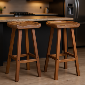Ensemble de 2 tabourets de bar en bois d'acacia massif brun moyen, meubles de bar rustiques et modernes durables pour la maison - Product Image 2